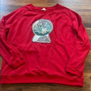 Bethany Mota Red Crewneck Sweatshirt with Snow Globe Design